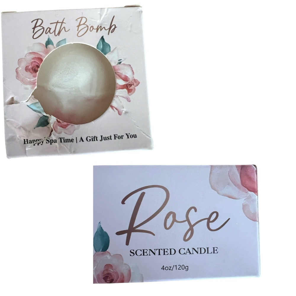 MAYICIVO - Rose Lavender Soy Scented Candle & Bath Bomb New Christmas Gift